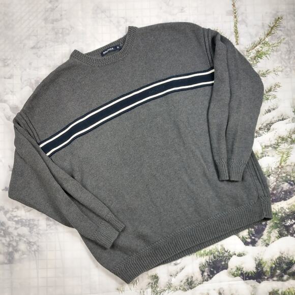 Nautica Classic Grey Sweater with Chest Stripe XL - Picture 1 of 10